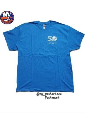 NHL 𝗚𝗜𝗟𝗗𝗔𝗡 Men's NY Islanders 𝟝𝟘th Anniversary EST.1972 Tee Blue Size XL